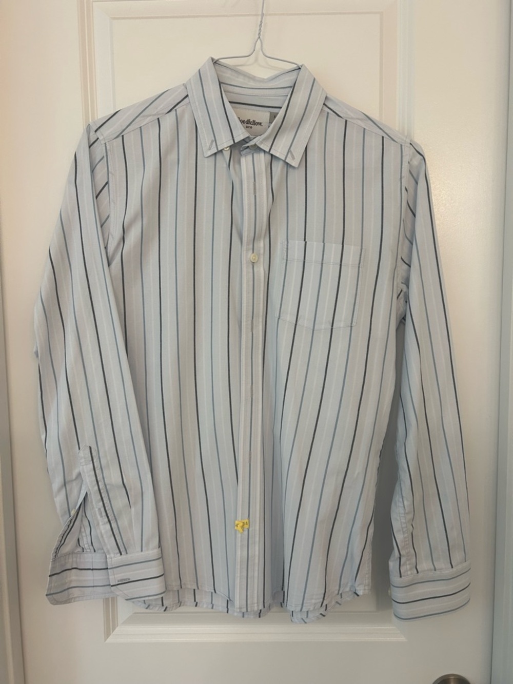 Goodfellow & Co Button Down Shirt Small Blue Striped Stretch Cotton